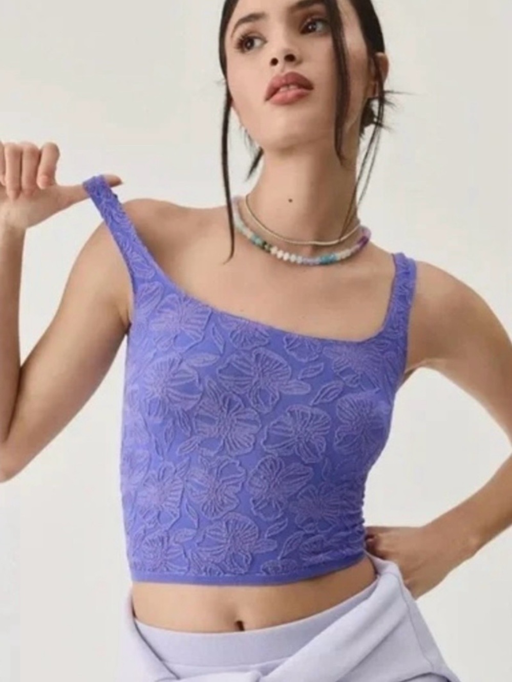 Anthropologie Purple Textured Crop Tank Top